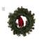 Glitzhome 24" Pre-Lit Buffalo Check Bow, Berry, Holly & Pinecone LED Wreath
